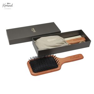 KRRAMEL Hair Massage Paddle Brush premium quality fine wood FREE Gift Box & bag cover - Image 4